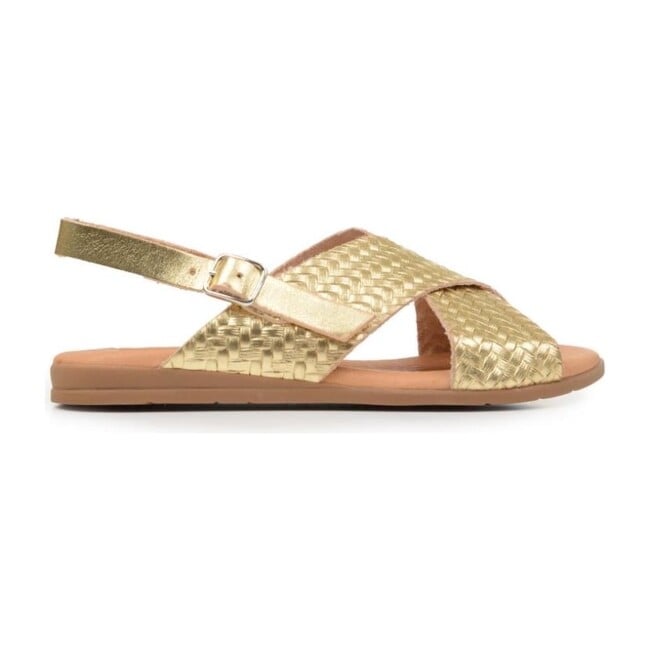 *Exclusive* Braided Leather Sandals, Metallic Gold