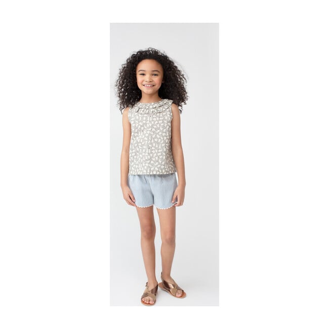 Maisie Ruffle Collar Top, Grey Scattered Bunnies