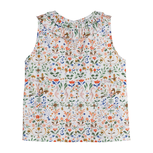 Maisie Ruffle Collar Top, Flowers & Rabbits - Kids Girl Clothing Tops ...