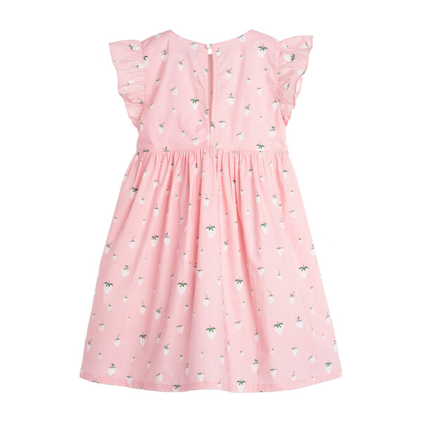 Lottie Dress, Pink Strawberries - Kids Girl Clothing Dresses - Maisonette