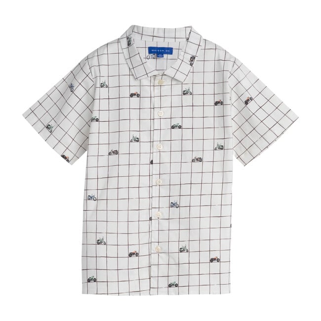 Oliver Short Sleeve Button Down, Burgandy Moto