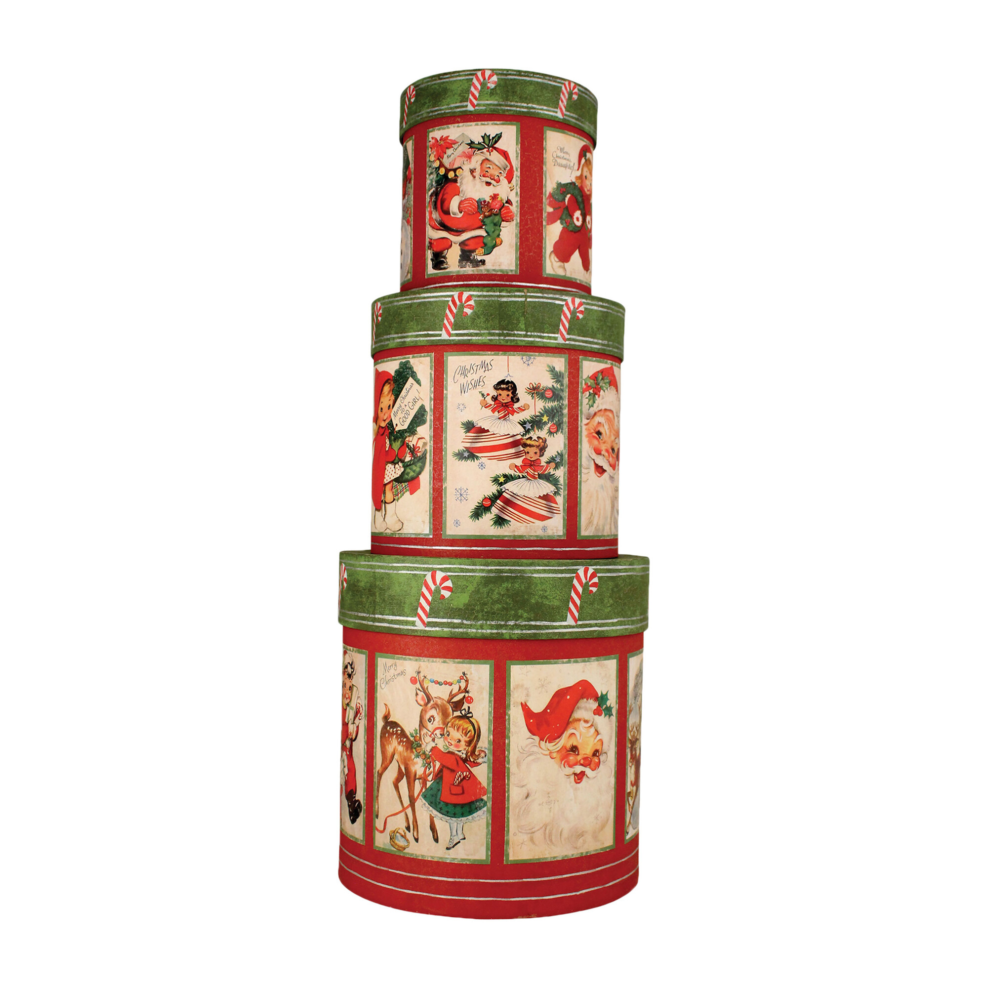 Retro Christmas Nesting Boxes, Set of 3