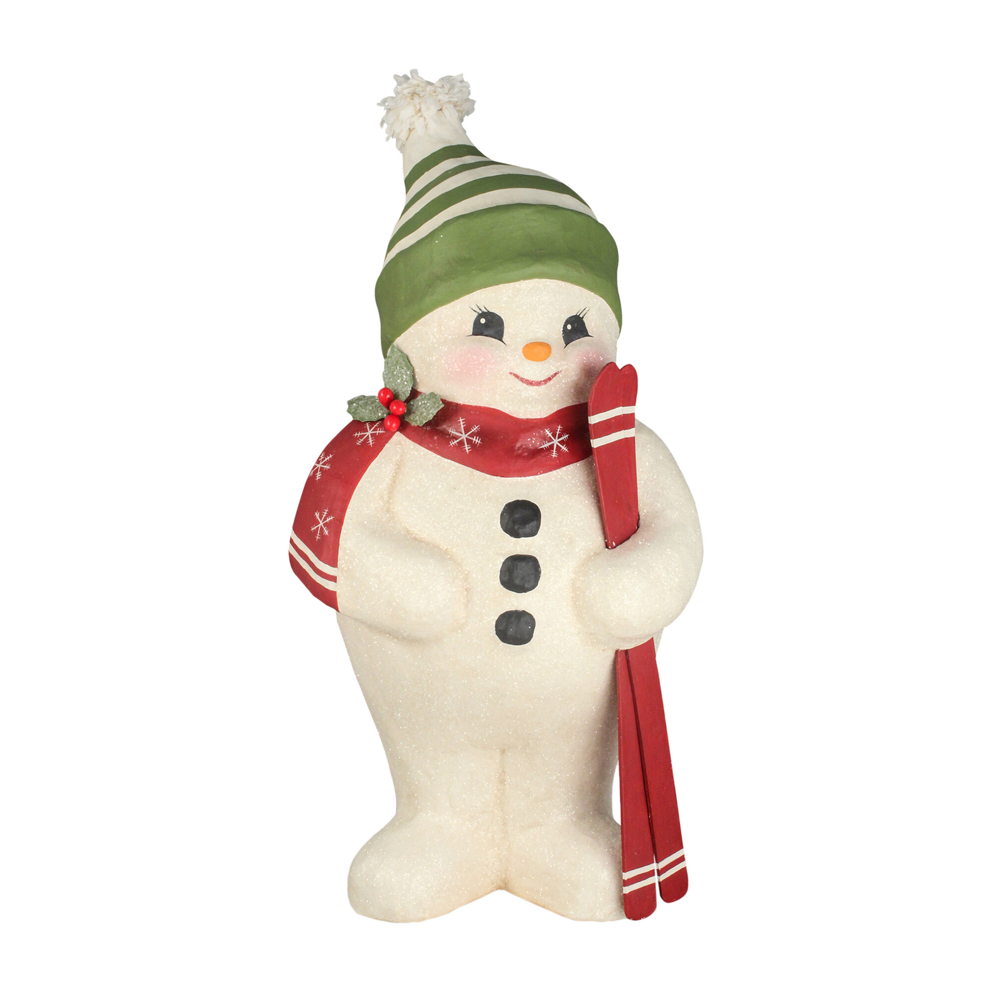 Snowman With Skis Paper Mache