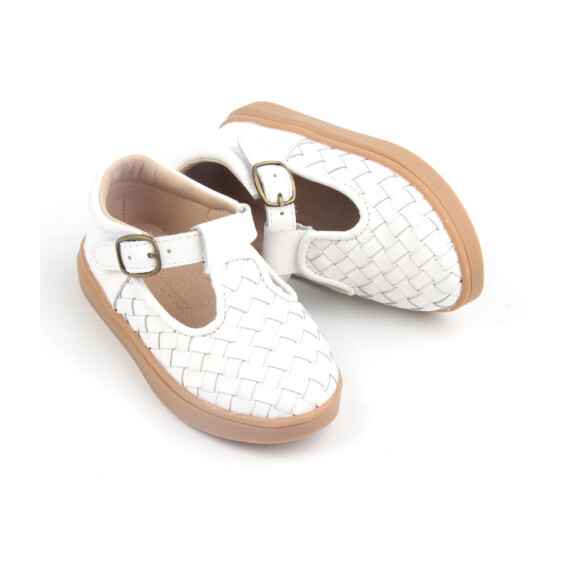 white woven booties