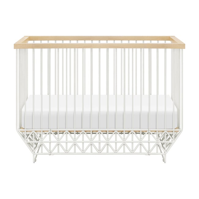 Mod 2-in-1 Convertible Crib with Toddler Bed Conversion Kit, Warm White & Natural