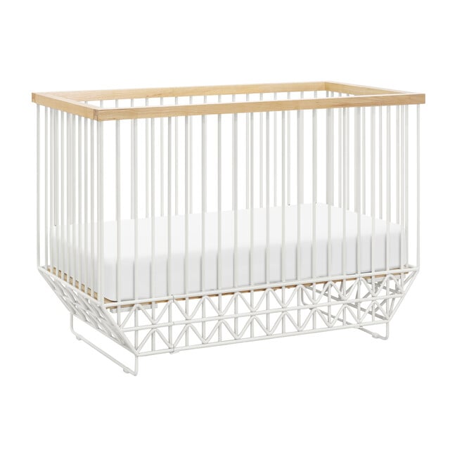 Mod 2-in-1 Convertible Crib with Toddler Bed Conversion Kit, Warm White & Natural