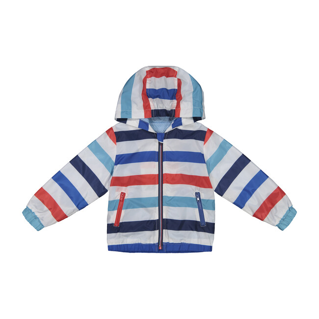 Baby Water Resistant Windbreaker, Blue Stripes