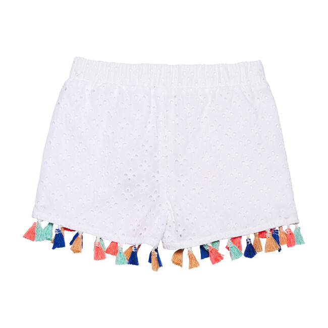 Tassled Eyelet Short, White