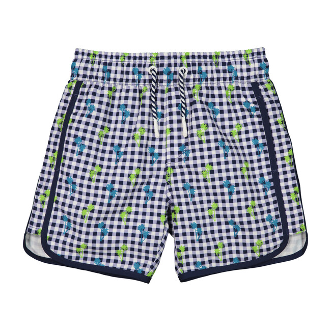 Swim Trunk, Navy Gingham