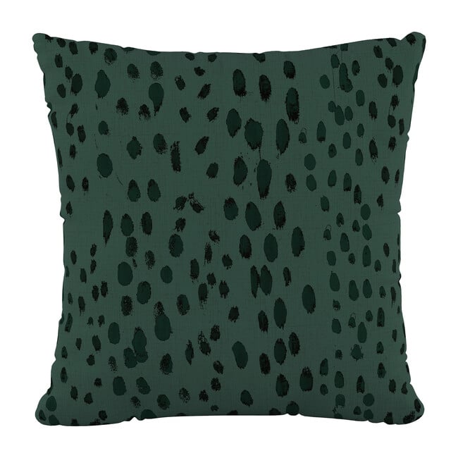 18" Decorative Pillow, Emerald Leopard Linen