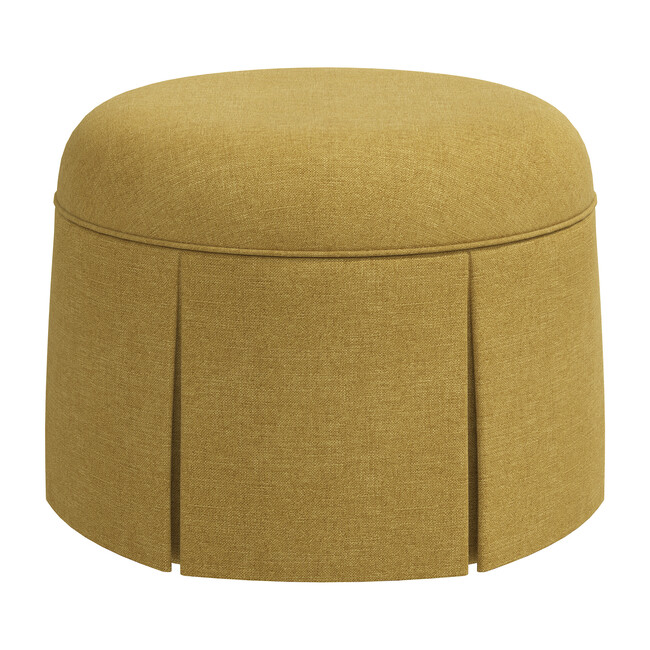 Beatrix Skirted Ottoman, Golden Linen
