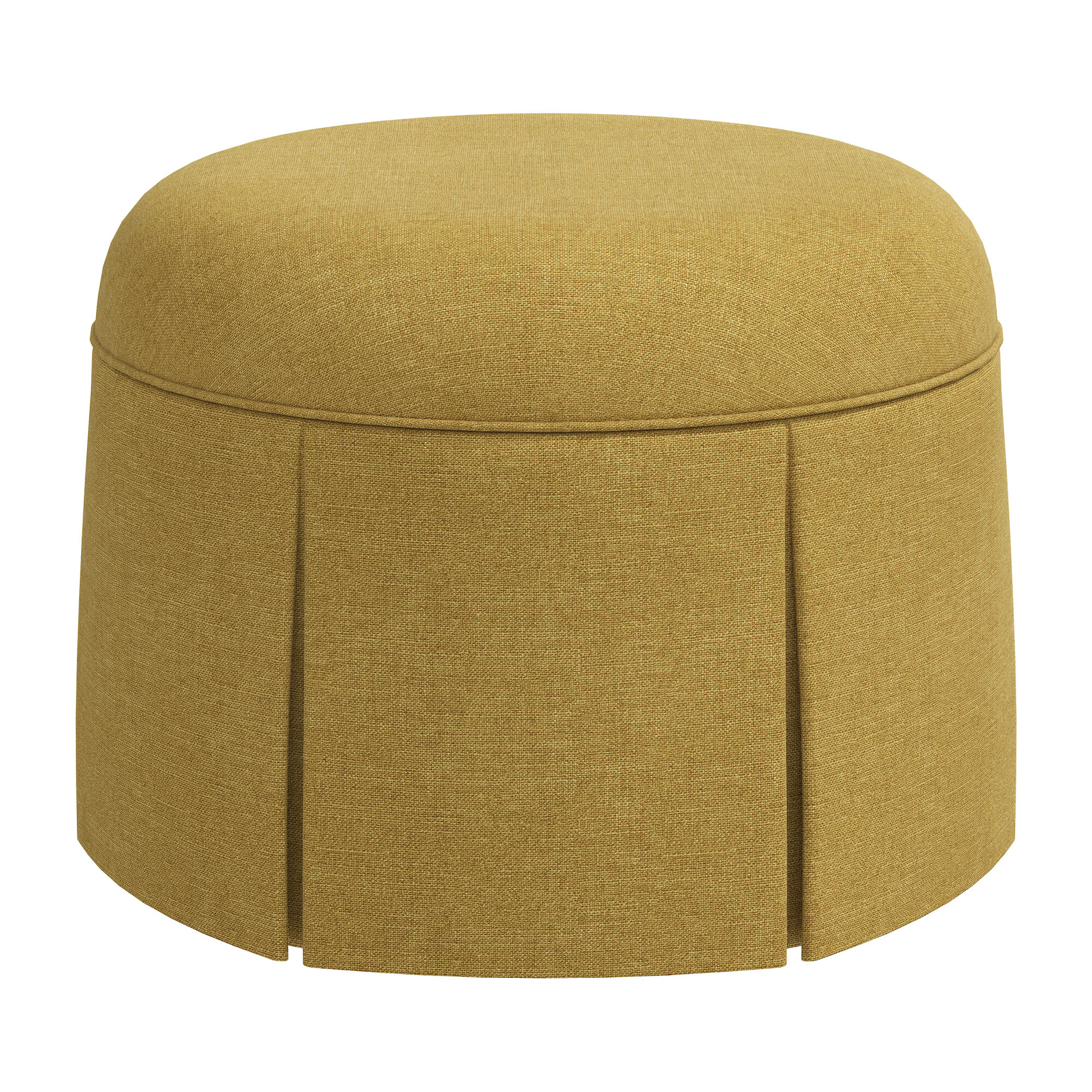 Beatrix Skirted Ottoman, Golden Linen