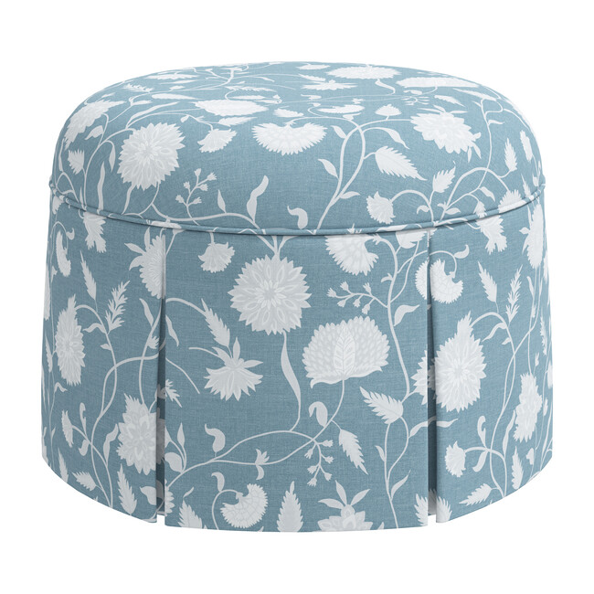 Beatrix Skirted Ottoman, Icy Blue Dahlia