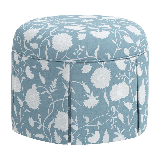 Beatrix Skirted Ottoman, Icy Blue Dahlia