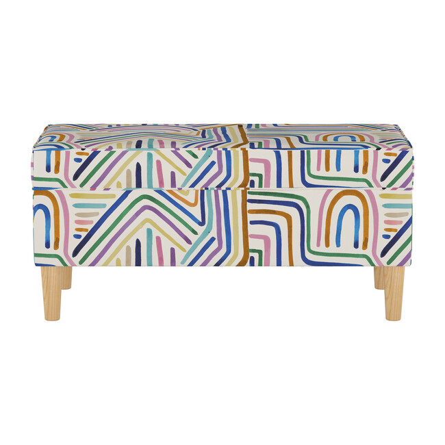 Astrid Storage Bench, Rainbow Stripes Multi
