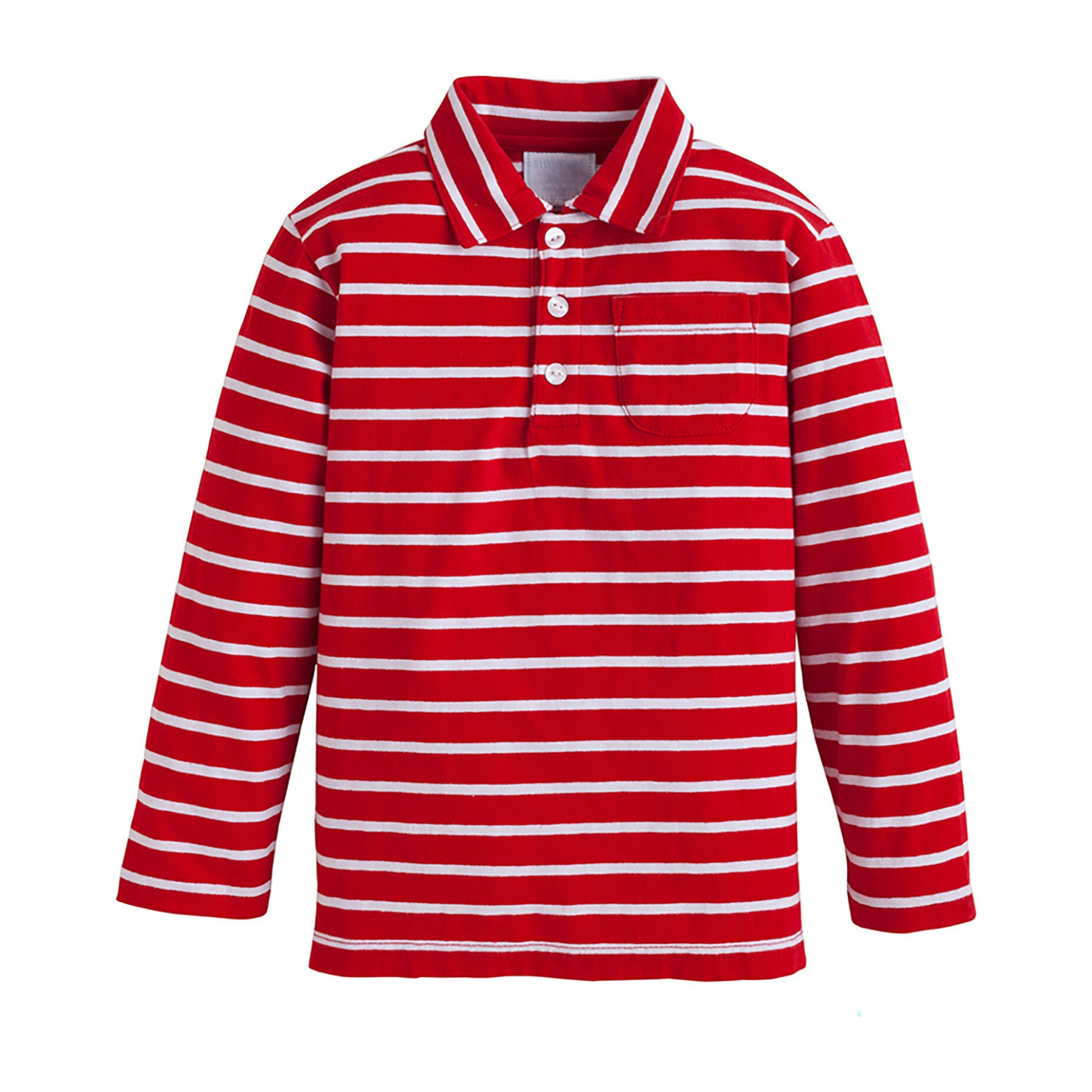 red and white long sleeve polo