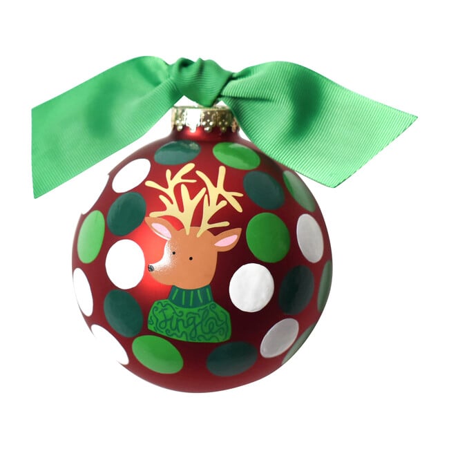 Jingle Reindeer Ball Ornament, Red