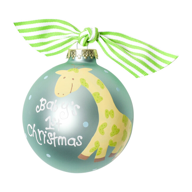 baby's first christmas glass ornament