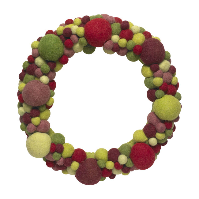 Handmade Ball Wreath, Red/Green Multi