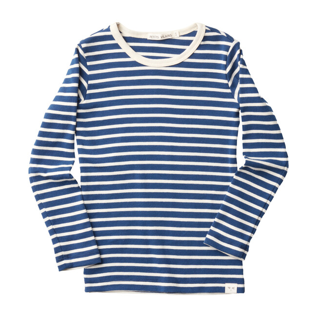 Lucien Long Sleeve Tee, Navy & Natural Stripe