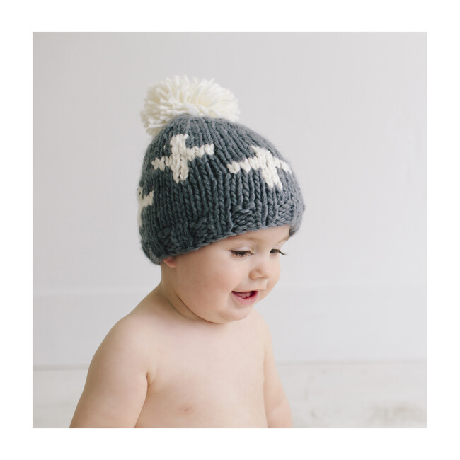 Miko Swiss Cross Knit Hat, Gray & Cream