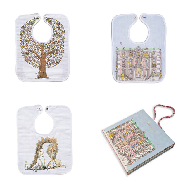 Toddler Bib Trio Set, Friends & Family Tree + Monceau Mansion + Naptime at the Museum