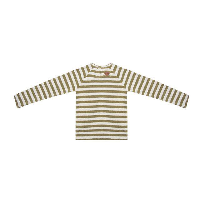 Striped Knit Sweater, Olive - Sweaters - 2