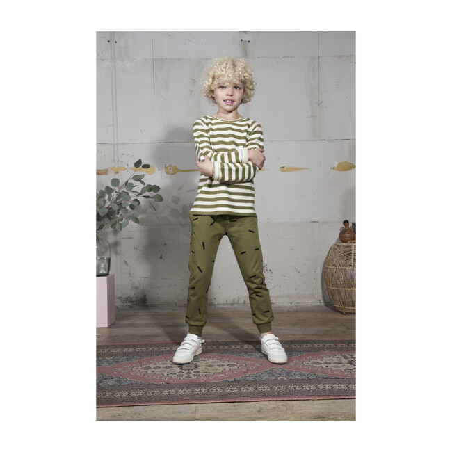 Striped Knit Sweater, Olive - Sweaters - 3
