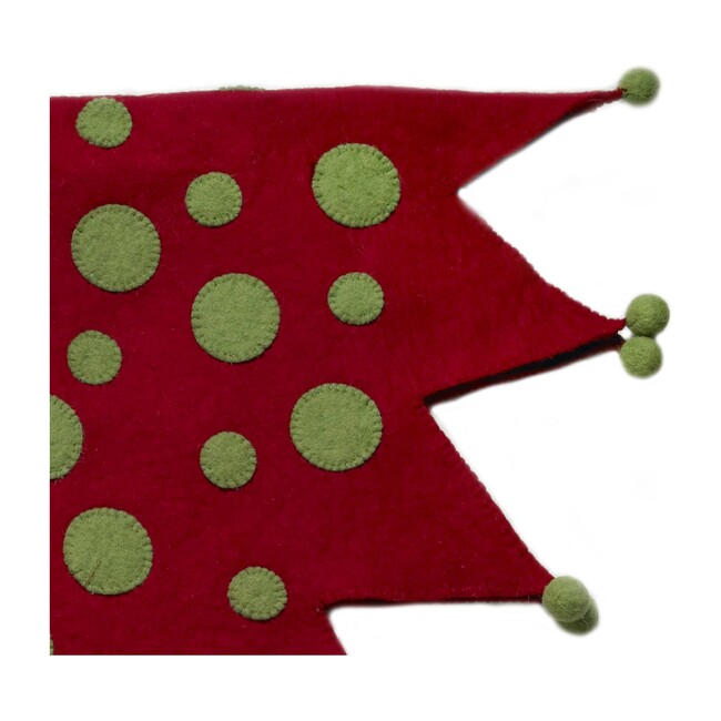 Felt Christmas Tree Skirt, Jester in Red and Green