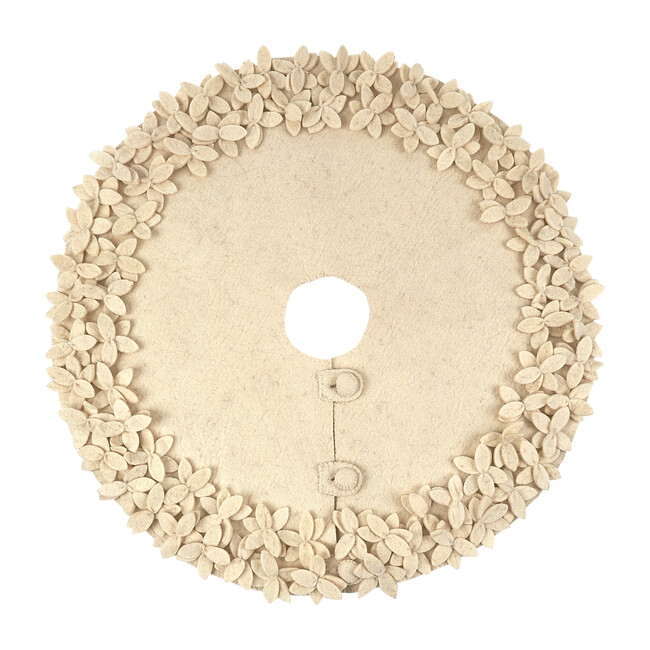 Mini Christmas Tree Skirt, Cream Overlapping Flowers