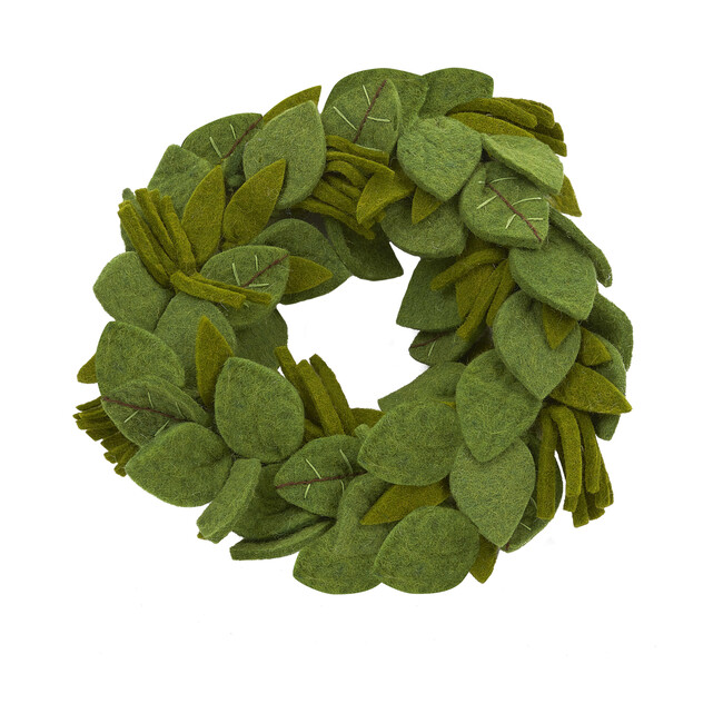 Green Leaves Wreath with Embroidery