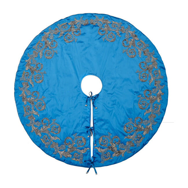 Christmas Tree Skirt, Imperial Blue Silk Home Seasonal Stockings