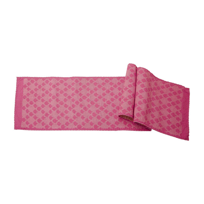Cotton Table Runner, Pink Ginkgo