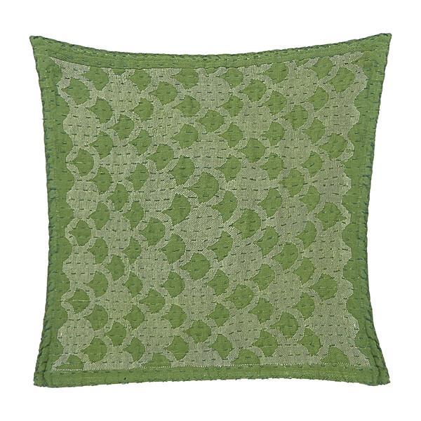 Cotton Square Pillow, Green Ginkgo