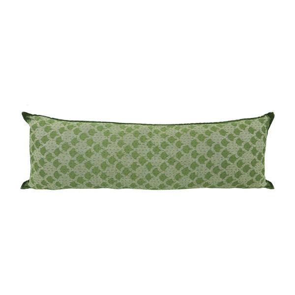 Cotton Lumbar Pillow, Green Ginkgo