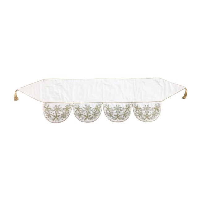 Velvet Mantle Scarf with Hand Beading, Ivory
