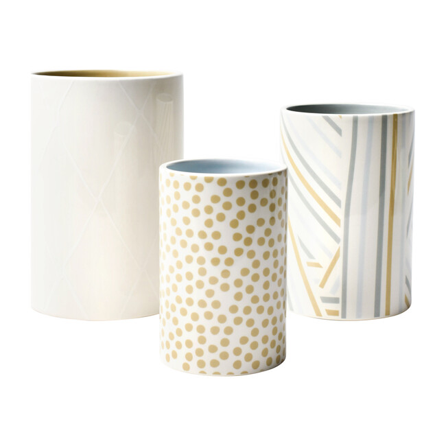 Set of 3 Round Cylinders, Neutral Nouveau - Home Decor Accents - Maisonette
