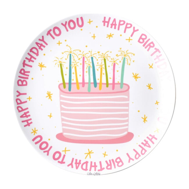 Happy Birthday Melamine Plate, Pink Multi