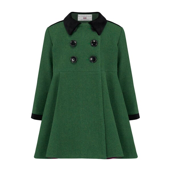 Sandringham Dress Coat, Cut Grass Green - Kids Girl Clothing Outerwear ...