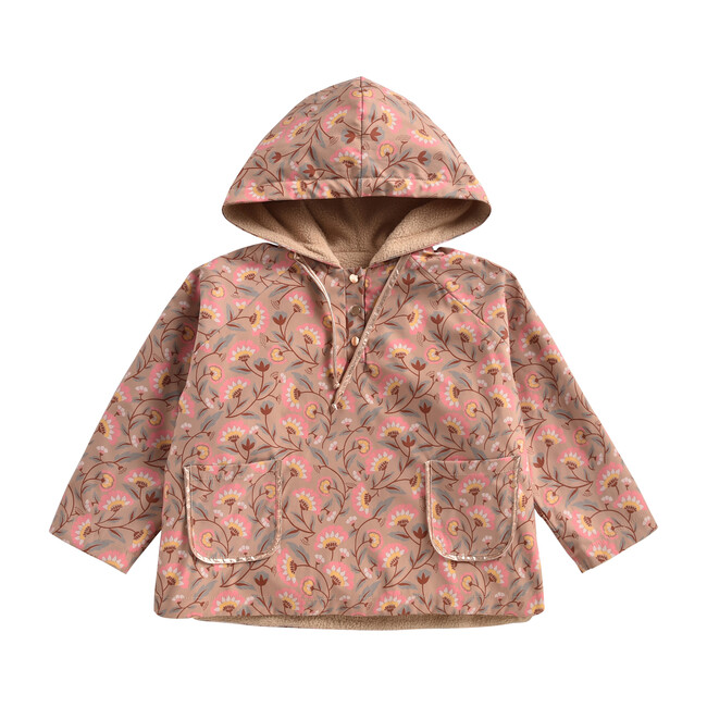 Mara Raincoat, Khaki Folk Flowers - Raincoats - 1