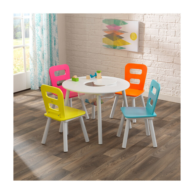 Round Storage Table and 4 Chair Set, Highlighter Home Furniture Kids