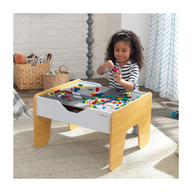 2-in-1 Activity Table with Board, Gray/Natural