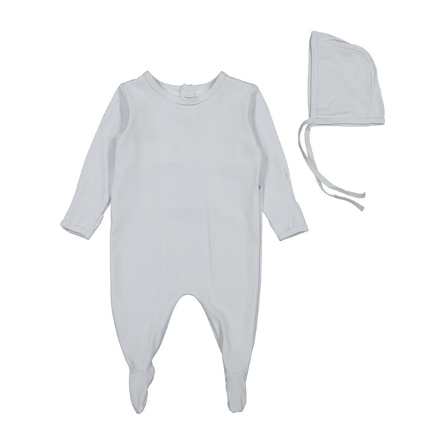 Cotton Romper & Bonnet Bundle, Sky Blue