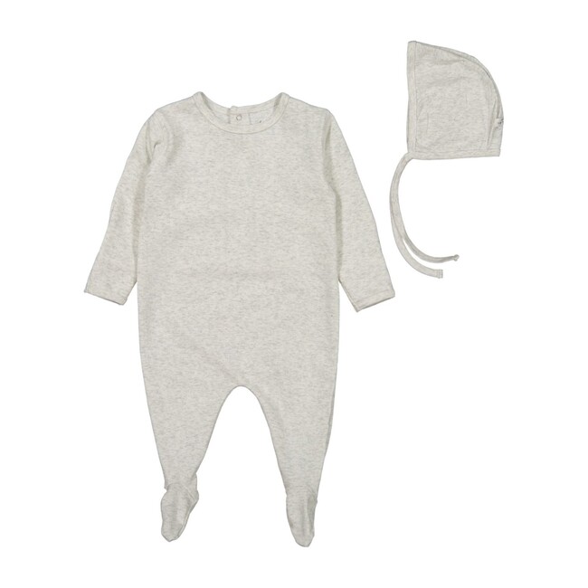 Cotton Romper & Bonnet Bundle, Oatmeal