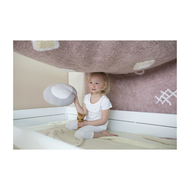Knitted Bonbon Cushion, Grey/White
