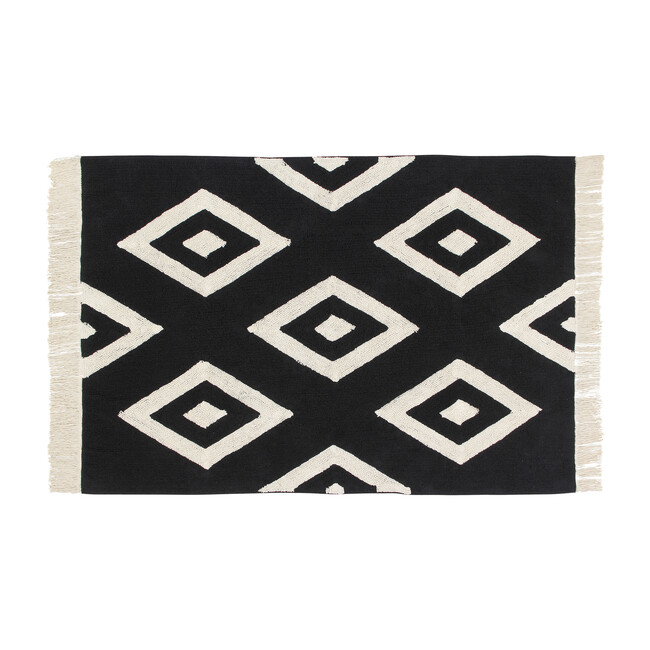 Diamonds Washable Rug, Black - Rugs - 1
