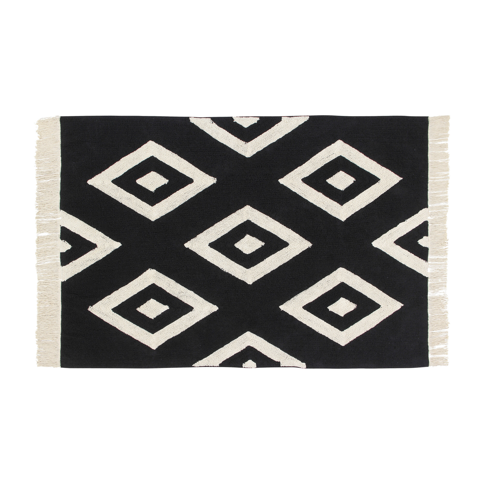 Diamonds Washable Rug, Black - Rugs - 1