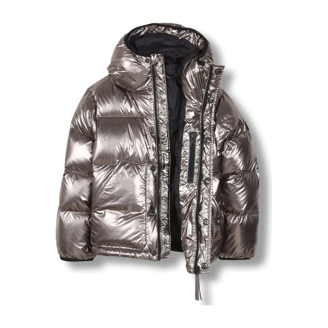 Snowflow Down Puffer Coat, Silver - Finger in the Nose Outerwear ...