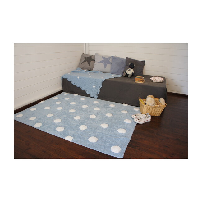 Polka Dots Washable Rug, Blue/White Home Decor Rugs