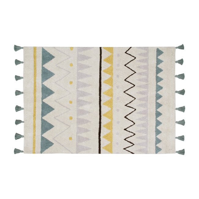 Azteca Natural Washable Rug, Vintage Blue